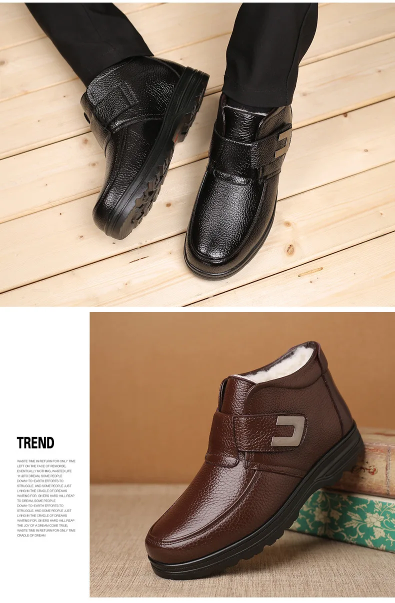 Winter Men Genuine leather Boots High quality Thick wool male super warm snow boots Oxfords men Non-slip cotton Shoes boot