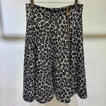 

Women Skirt Fall High Waist Leopard Print Party Clubwear Skirt Casual Short Clothing A-line Skirts