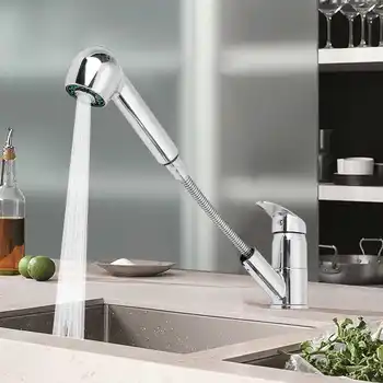 

Kitchen Faucet Pull out Sprayer Swivel Spout Single Handle Sink Faucet Stretchable 2 Water Spraying Ways Chrome Mixer Tap