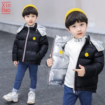 

XINBAO 2020 reversible new Coats boys girl autumn hooded winter kids jacket for children cotton pure color 5 6 7 8 T years old