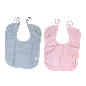 

2x Adult Mealtime Bib Disability Apron Cloth Protector Washable Eating Bib for Patients Elderly Kids Home Hospital Use