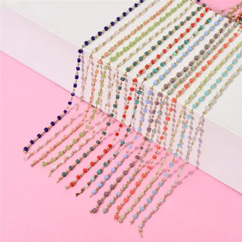 

1 Meter Handmade Gold Silver Color Wire Wrapped Chain Stone Beads Chains For Necklaces Bracelets Anklet Making DIY Jewelry Find
