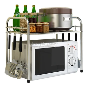 

Cheap Stainless Steel Microwave Oven Storage Shelf Kitchen Shelf Floor Oven Shelf Kitchen Storage Supplies Storage Shelf