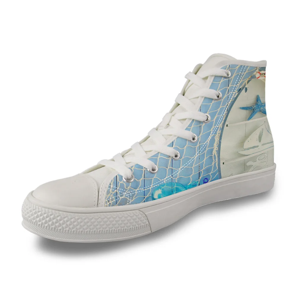 

Art Anchor Ship Type Shelf High Top White Canvas Vulcanized Breathable Shoes