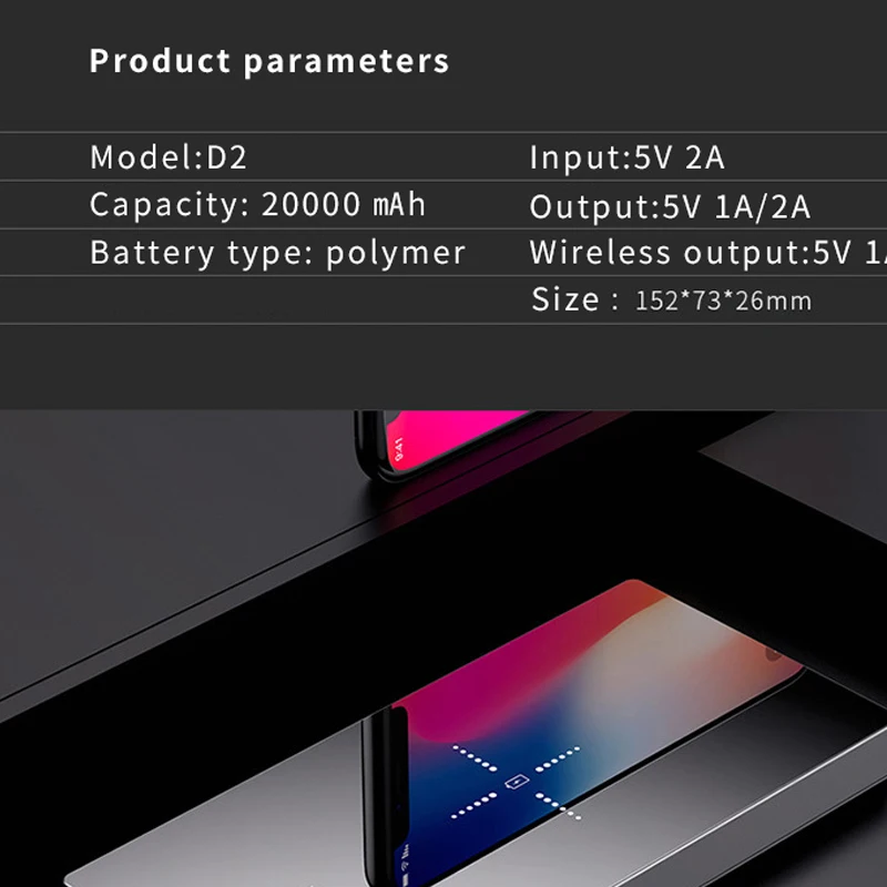 20000 мАч QI Беспроводное зарядное устройство Внешний аккумулятор светодиодный дисплей внешний аккумулятор для iPhone X 11 samsung S9 Note8 Xiaomi MI7 MIX2S внешний аккумулятор