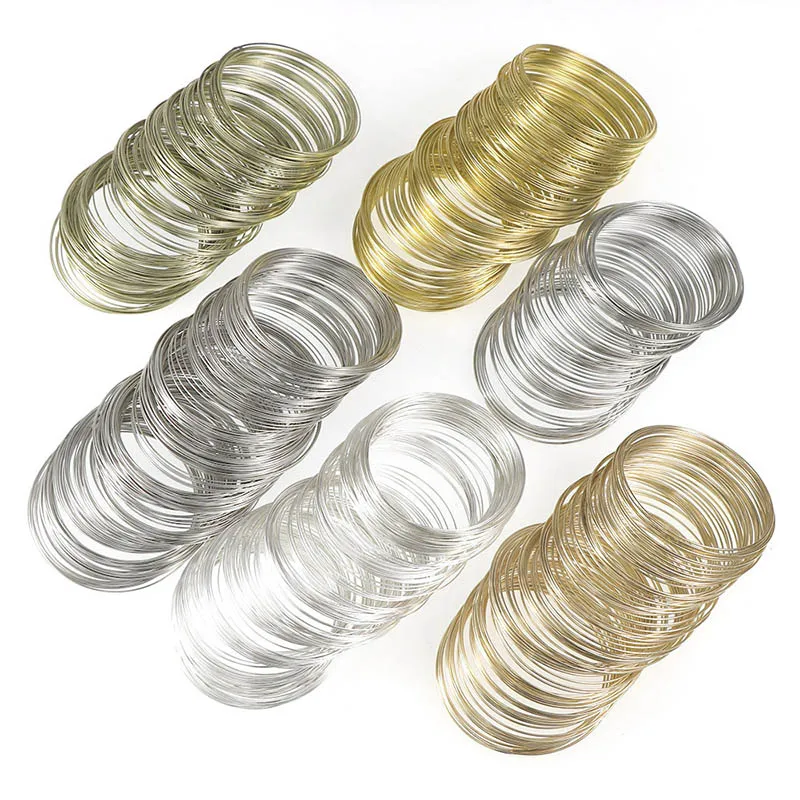 

100Loops Gold Silver 60mm Dia Memory Steel Wire Ring For Diy Jewelry Making Beading Bracelet Findings Metal Collar Accessories
