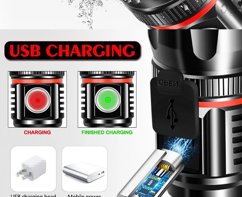 ZUCZUG светодиодный фонарик полевая кемпинг мощный фонарь портативный USB фонарь светодиодный аккумуляторный фонарик COB велосипедный фонарь мощный фонарь фонарь для дайвинга
