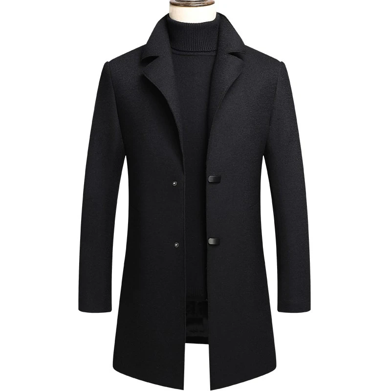 2020 Mens Wool Coat Autumn Winter Men Slim Fit Warm Coats Solid Casual Mid Length Wool Overcoat Mens Trench Coat Jacket Black 2020 Mens Wool Coat Autumn Winter Men Slim Fit Warm Coats Solid Casual Mid Length Wool Overcoat Mens Trench Coat Jacket Black