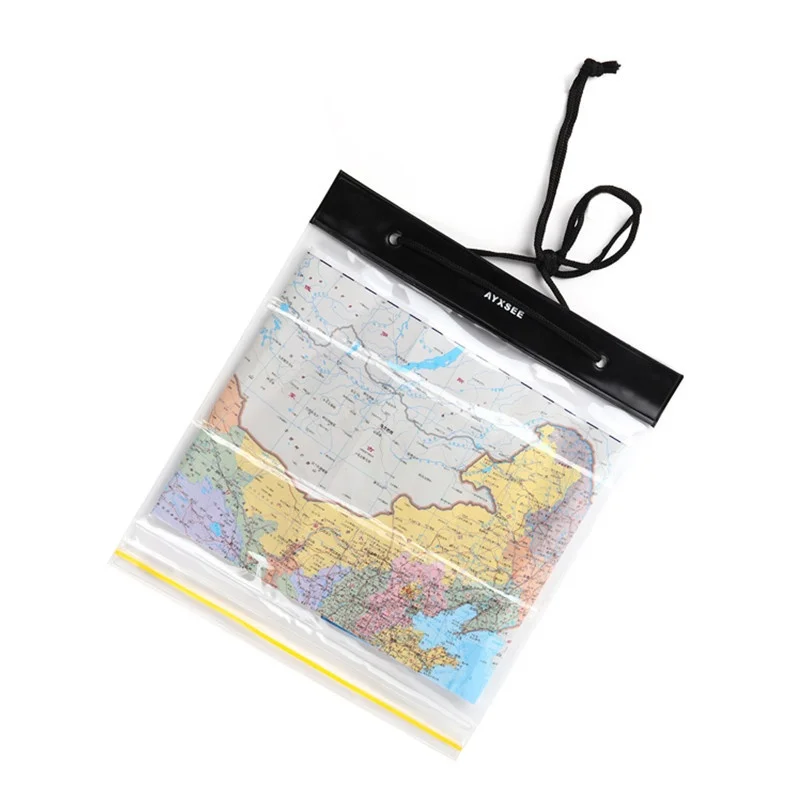 Waterproof Bags World Map Transparent Bag PVC Storage Pouch Document Holder for Outdoor Camping Hiking Travel Kayaking Fishing