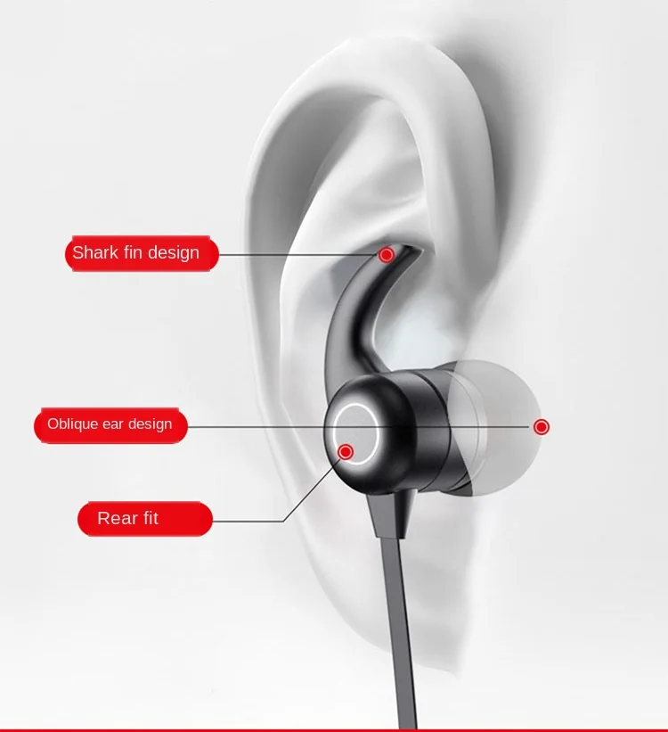 Беспроводная Спортивная bluetooth-гарнитура для бега в ухо, затычка для ушей на шею для Apple, Android, магнитная присоска, шумоподавление