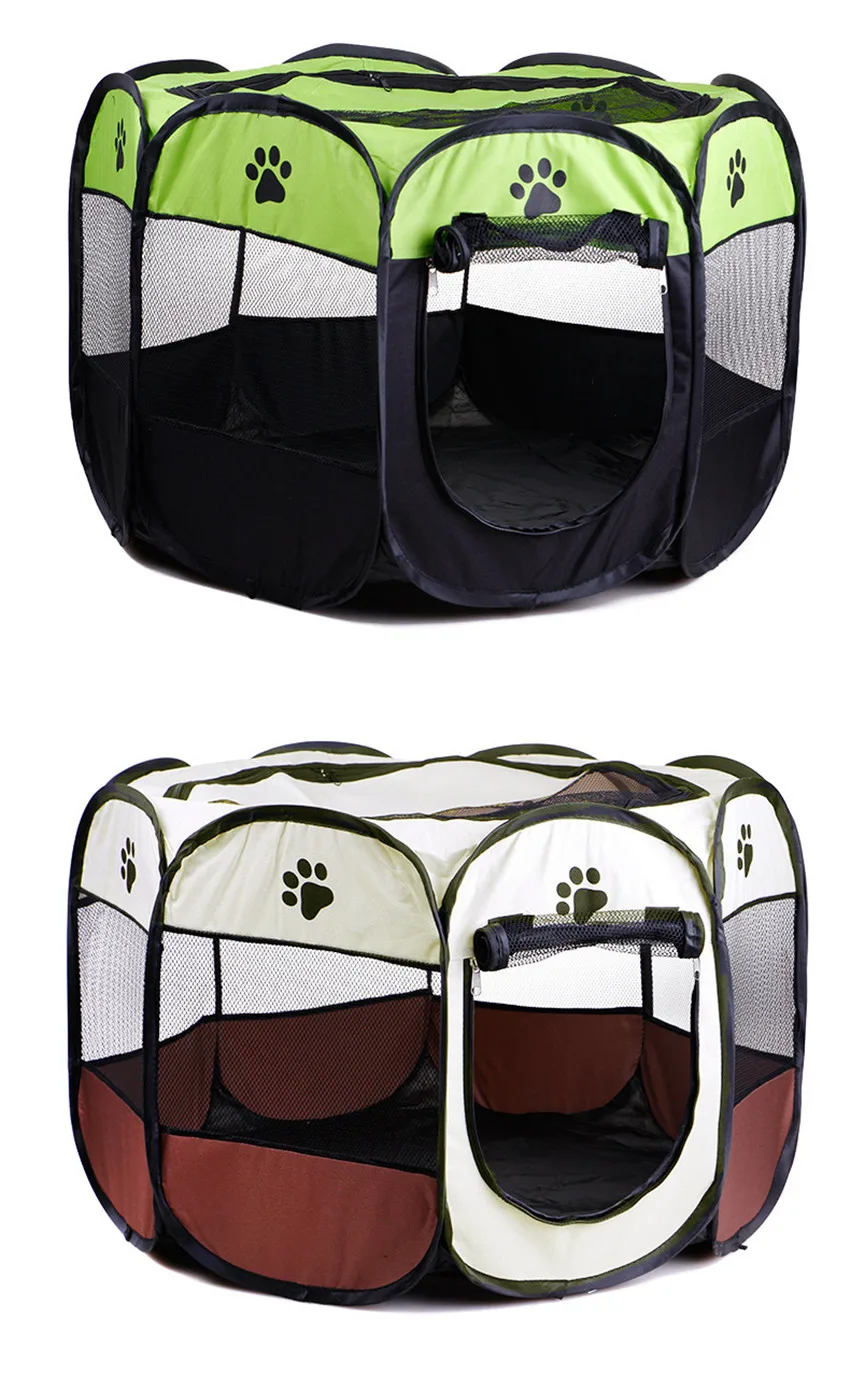 Pet Dog Playpen Tent Crate Room Foldable Puppy Exercise Cat Cage Waterproof Outdoor Two Door Mesh Shade Cover Nest Kennel (8)