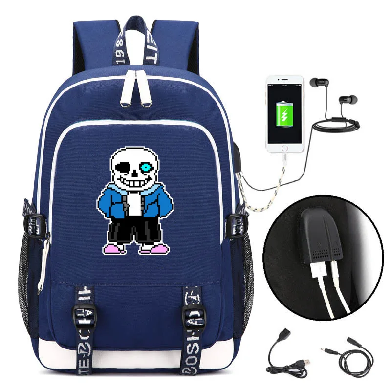 Undertale Cos USB Schoolbag Sans COOL SKELETON Cosplay Backpack Shoulder Bag Travel Camping Computer Mountaineering Rucksack |