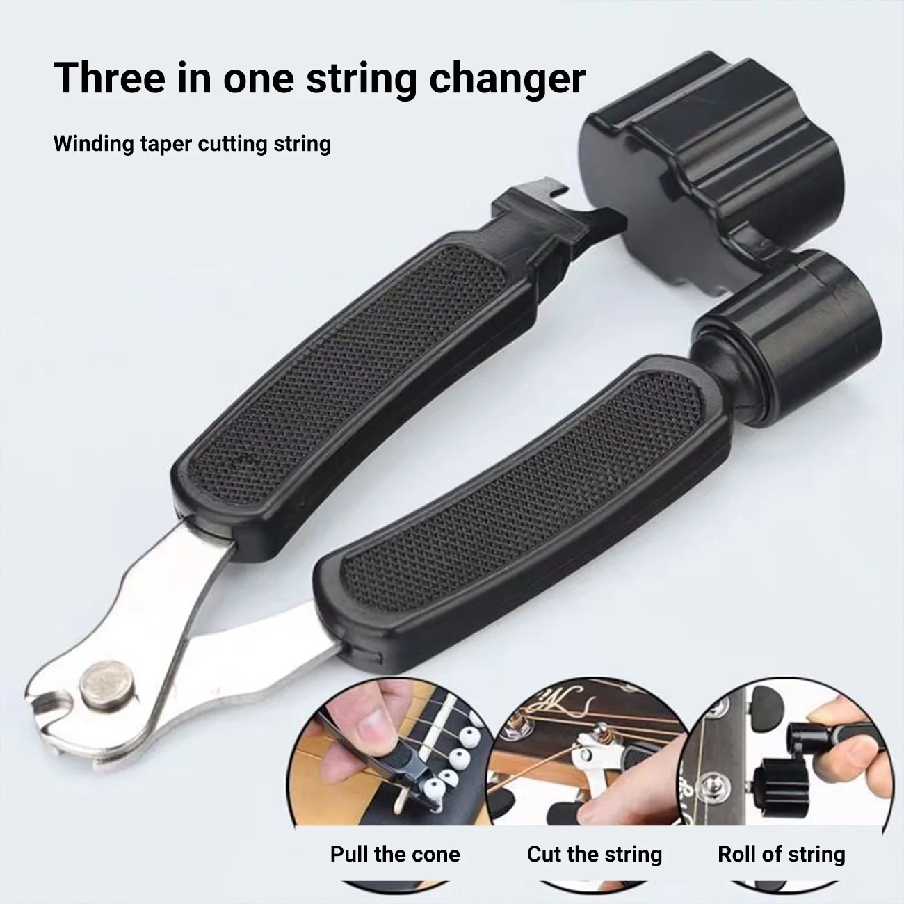 Herramienta de afinación de guitarra 3 en 1, accesorios de instrumento de cuerda de guitarras, cortador Extractor de pasadores, bobinador de guitarra, removedor de abrazadera