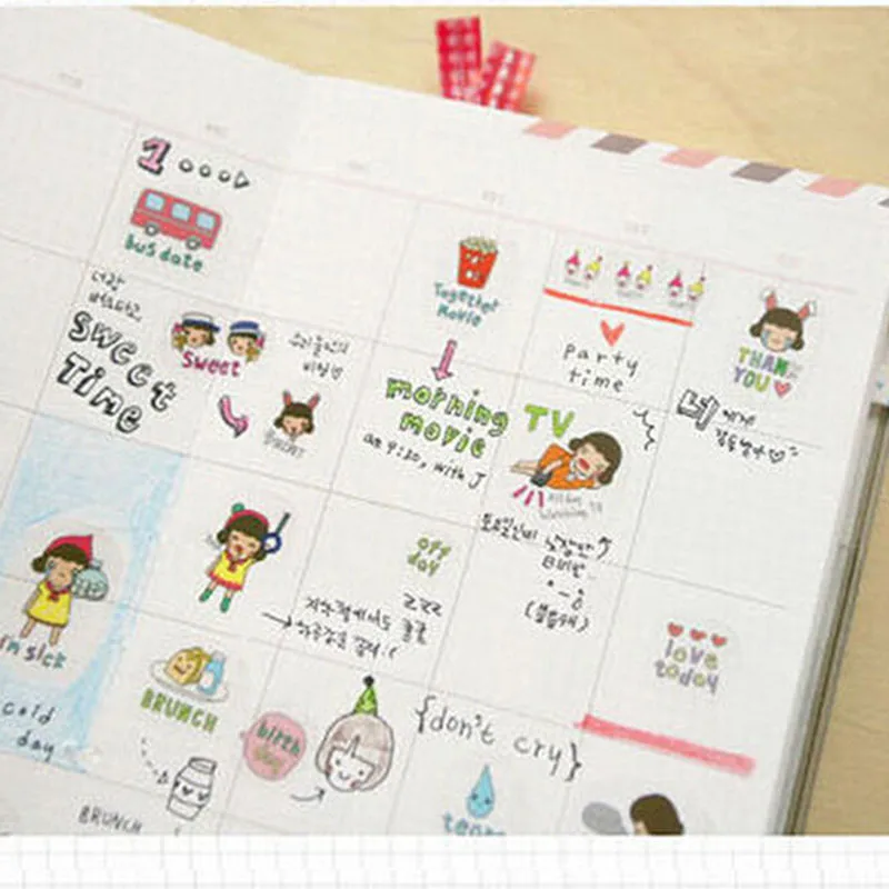 6 sheets/lot Diy Decoration Sticky Album Diary Scrapbooking Memo Sticker Cute PVC Korean SWEET THINGS Paper Sticker