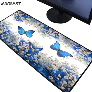 

MRGBEST 2020 New Light Blue Butterfly Player Game Pad Xxl Mousemat Anime Professional Computer Keyboard Desk Mat Mousepad