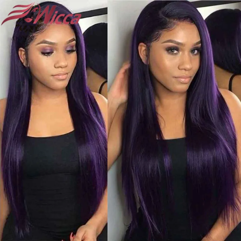 

Blue Human Hair Wigs 1B Purple Human Hair Wig Lace Front Wigs Ombre Preplucked Lace 1B Purple Wig Straight Lace Front Human