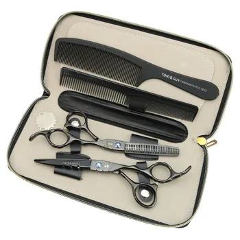 

6.0 inch high-grade black blue diamond screw simple hairdressing scissors hair stylist must-have set affordable hair care tools