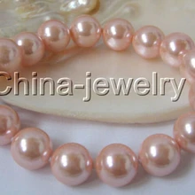 DYY 914+++ великолепный " 12 мм идеально круглые розовые жемчужные браслеты с жемчугом