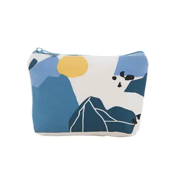 

2020 Colorful Triangle Line Women Canvas Coin Purse Small Wallet Card Holder Clutch