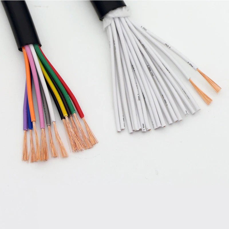 전기 구리 와이어 도체 RVV 케이블, 블랙 15 AWG 1.5 mm2 RVV 2, 3, 4, 5, 6, 7, 8, 10, 12, 14, 16/18 코어 핀