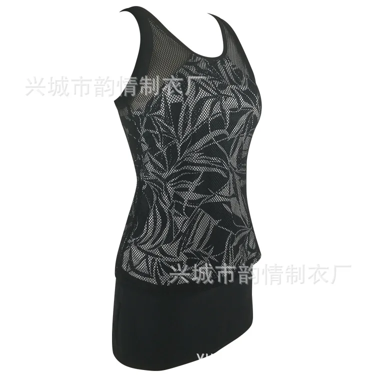 

19 Years Europe And America New Style Classic Black Sexy Voile WOMEN'S Swimsuit Large Size Split Type Bikini Divided Skirt Trian