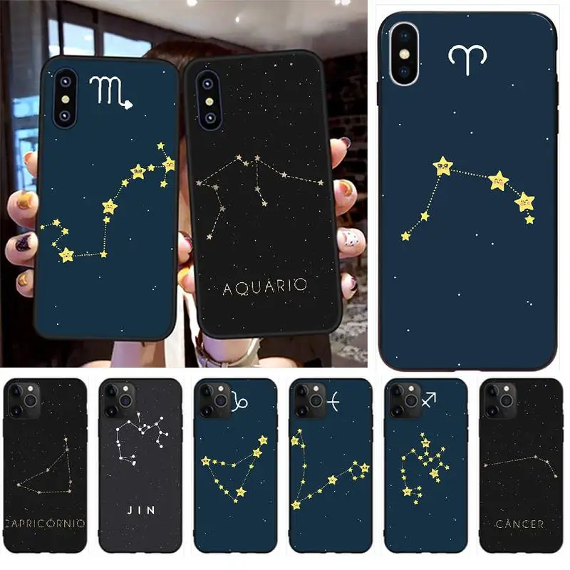 Мягкий чехол для телефона PENGHUWAN с 12 созвездиями зодиака под заказ фото iPhone 11 pro XS MAX