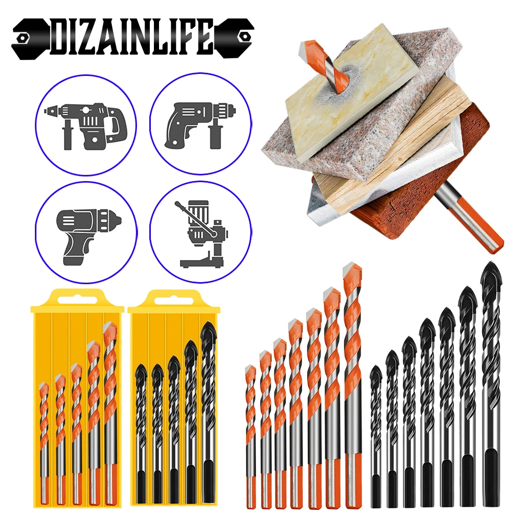 3 4 5 6 8 10 12mm Multifunctional Glass Tile Drill Bit Set Triangle Bits Tool Kit For Ceramic