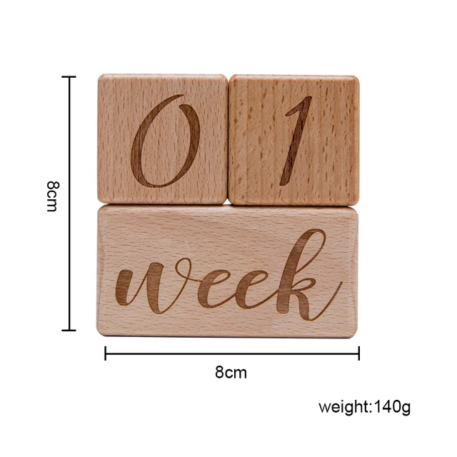 Wooden Baby Month Milestone Card Newborn Birth Month Birthday Milestone Wooden Teether Baby Kids Photography Props Toy wood