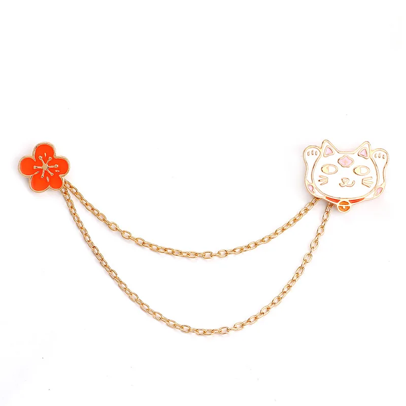 

Japanese Korean Creative Accessories South Korea Cute Lucky Cat Flower Tassels Brooch Versatile Delicacy Collar Pin Clothing
