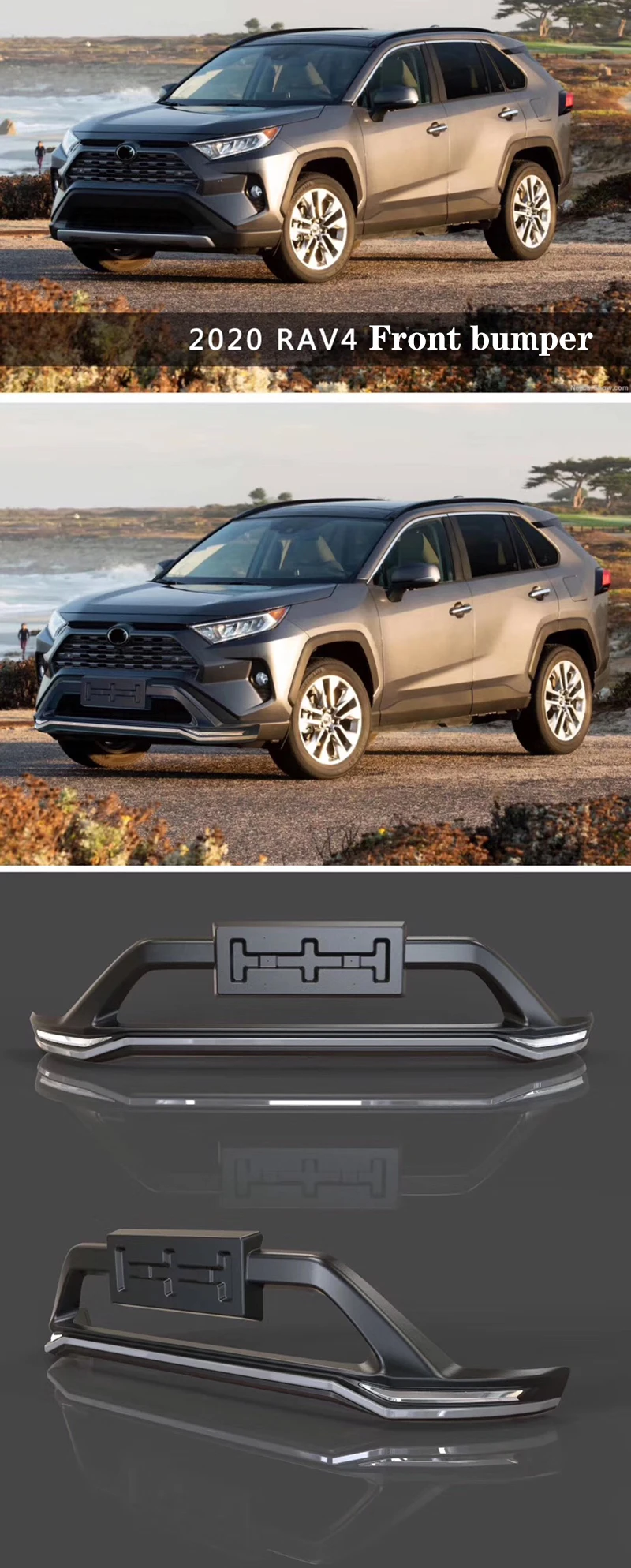 Тюнинг-пакет для Toyota Rav4 передний и задний бампер для обеспечения безопасности для Новые rav4 с Дневной светильник в скальной