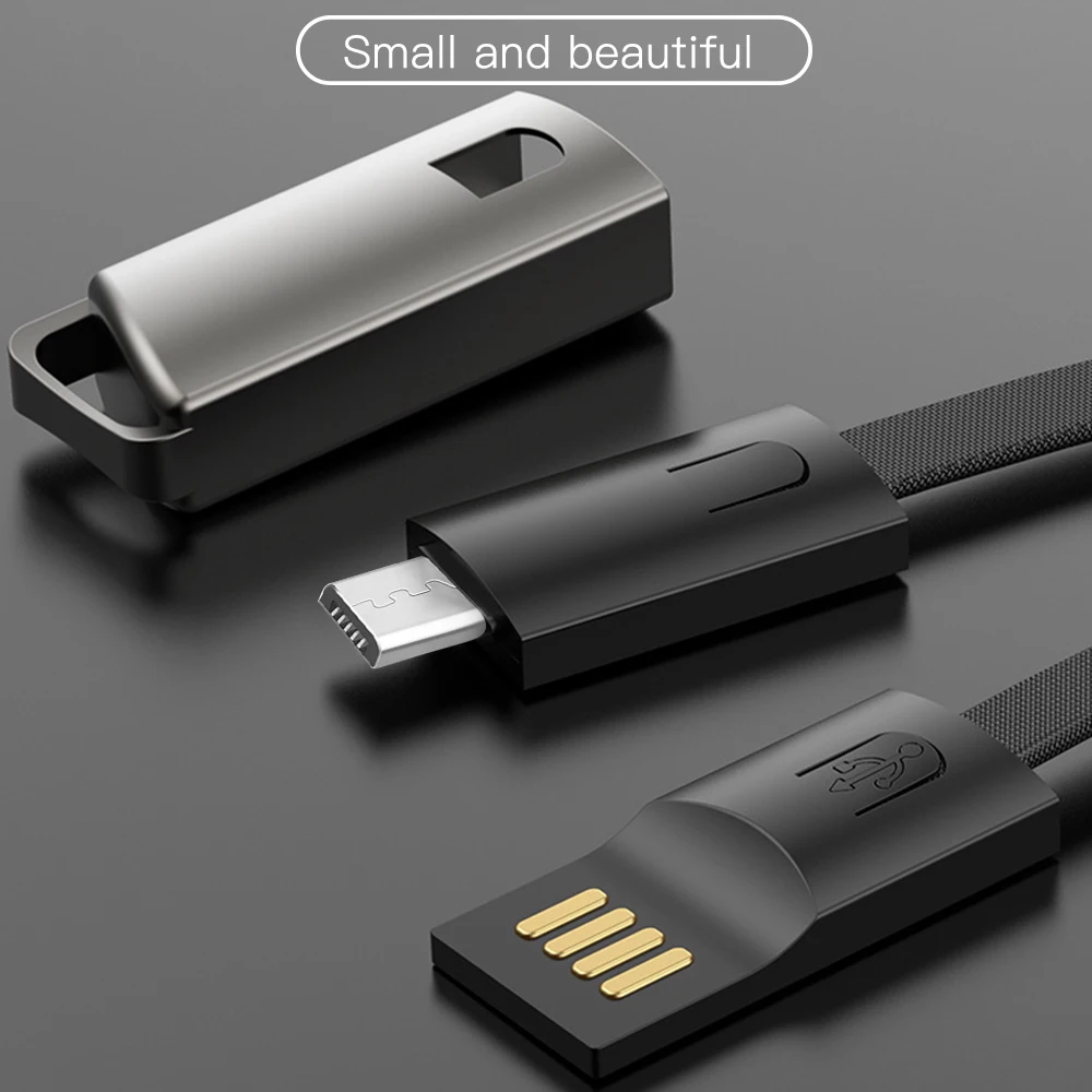 0,2 м Быстрый Маленький милый зарядный Micro usb кабель для samsung цинковый сплав Плетеный брелок с кабелем передачи данных для Xiaomi Черный Красный Синий 2.4A