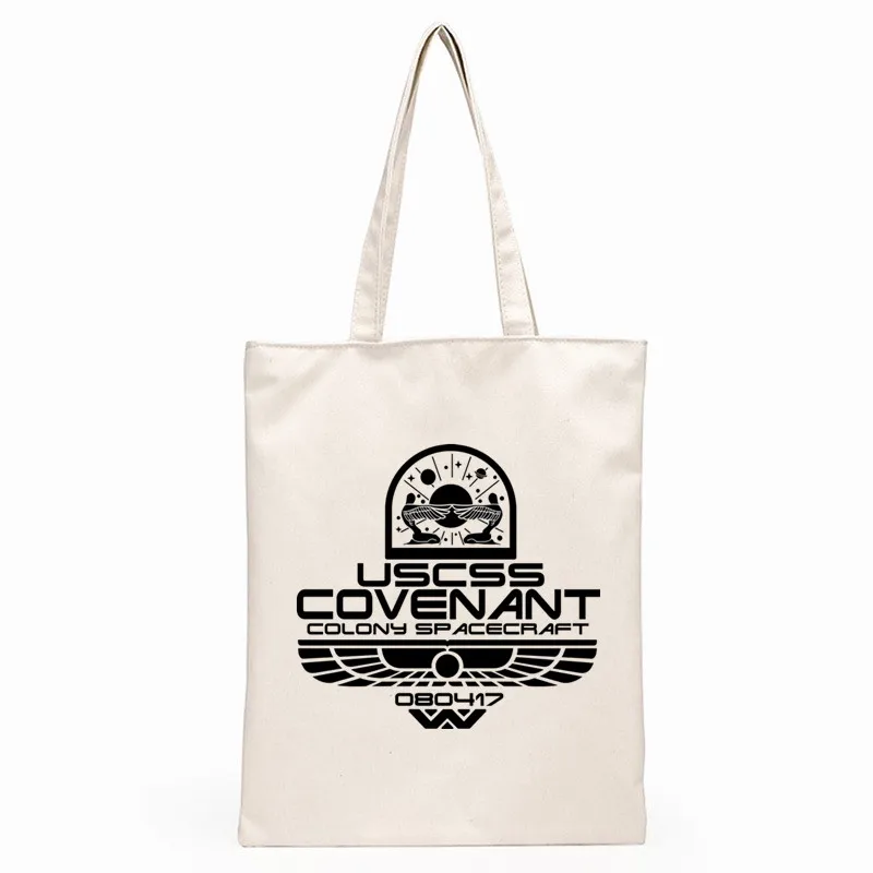 

USCSS Nostromo Alien Weyland Yutani Print Reusable Shopping Bag Women Canvas Tote Bags Printing Eco Bag Shopper Shoulder Bags