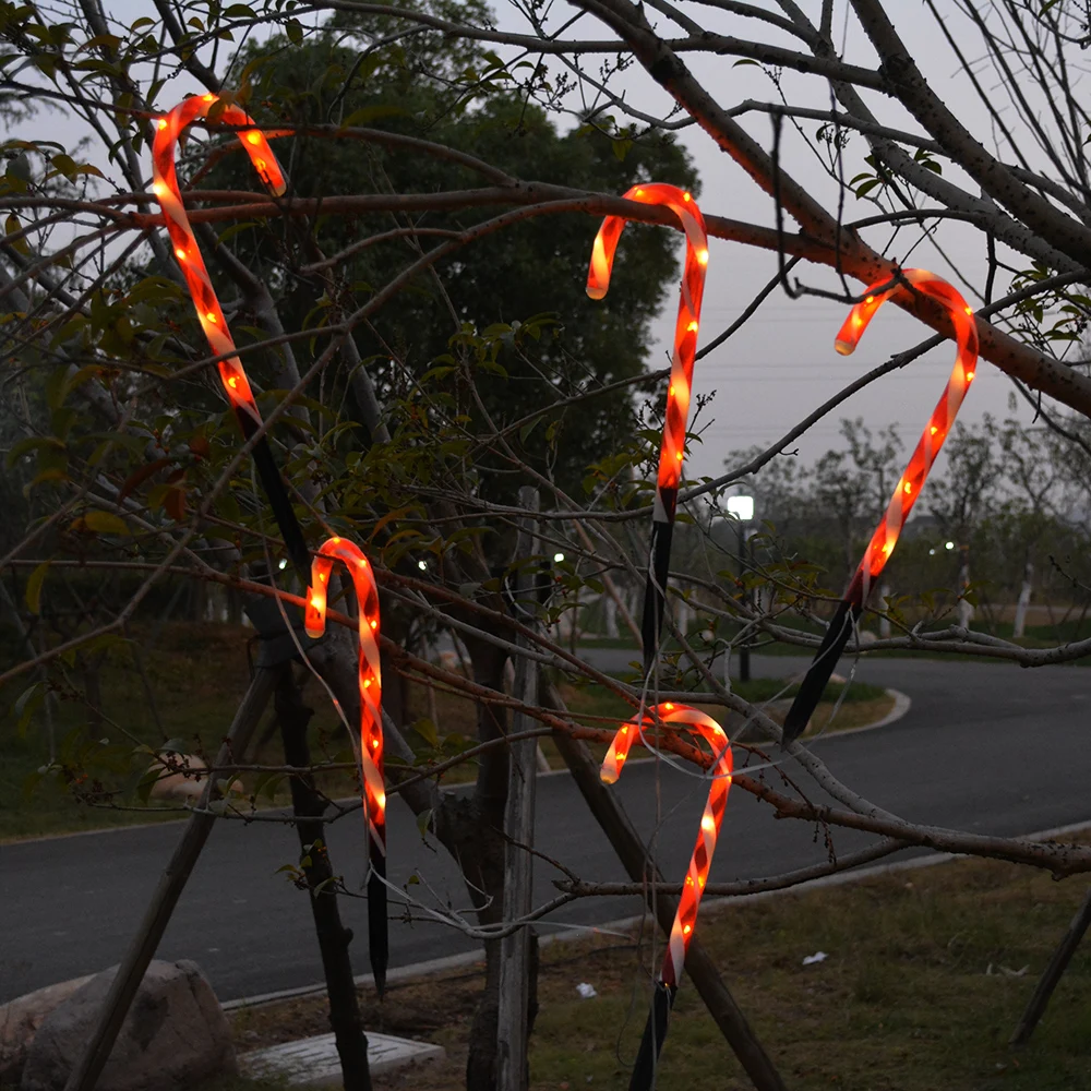 Decoração de Natal Estacas Bengala Passarela Luz Muleta Lâmpada Festival Eua Plug Atmosfera Jardim Casa Quintal Caminho 110 v 10 6 110 v 10 estacas bengala passarela luz