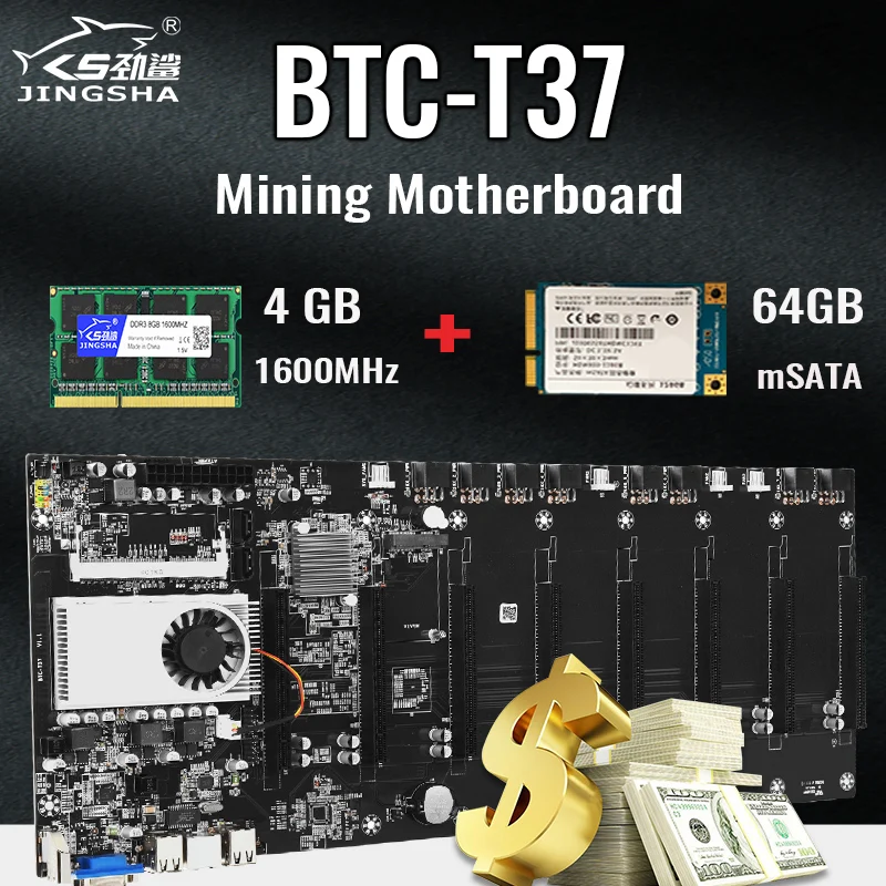 Mining Motherboard Onboard CPU HM77 Chipset VGA 8GPU Bitcoin