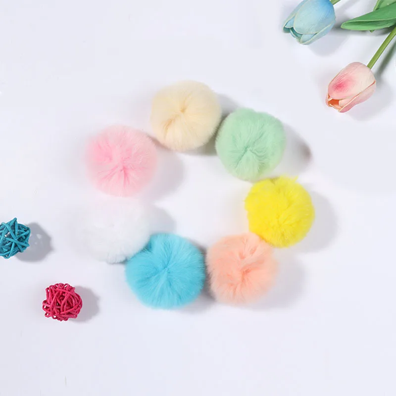 6 см conejo Rex pompones bolas de piel para coser en sombreros punto llavero bufanda zapatos piel Pom DIY manualidades Accesorio