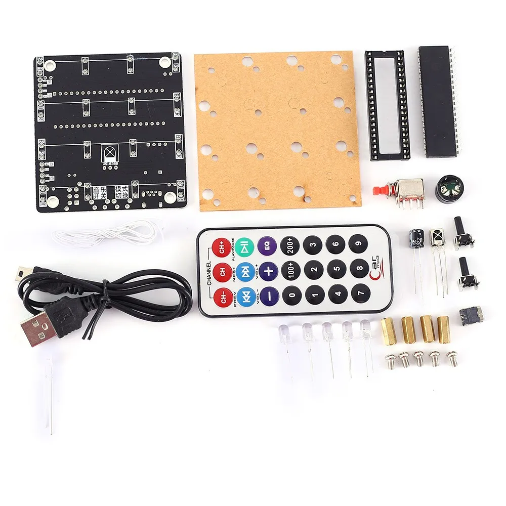 DIY Kit 3D светящийся куб 4x4x4 3D 4 светодиодный куб RGB спектра звуковых частот Дисплей красочные 4*4*4 светодиодный с пультом дистанционного управления