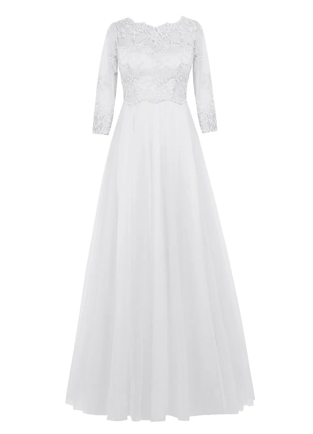 Vestido de festa/Винтажные кружевные аппликации с круглым вырезом и длинными рукавами; цвет желтый, фиолетовый, серебристый; платья подружки невесты для женщин; вечерние платья - Цвет: White