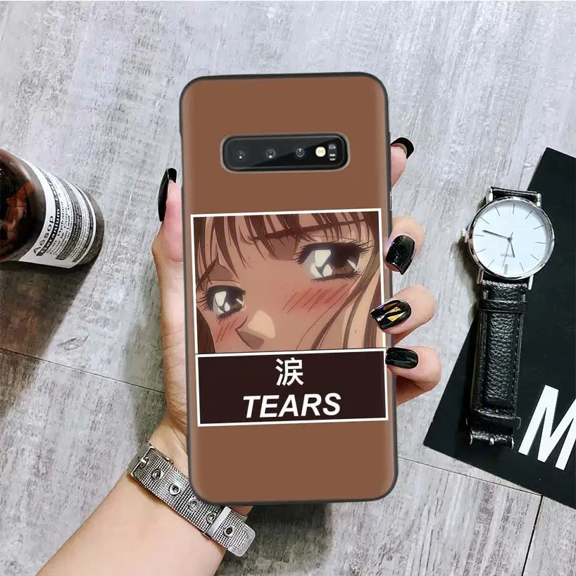Аниме tumblr черный чехол для телефона samsung Galaxy S10+ Plus Lite Note 10 9 8 S9 S8 J4 J6+ Plus S7 S6 Edge Capa