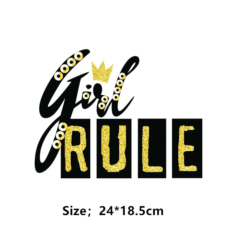 Популярные европейские нашивки «girl rule» для одежды, футболки для девочек «сделай сам», нашивки, термопереводные наклейки