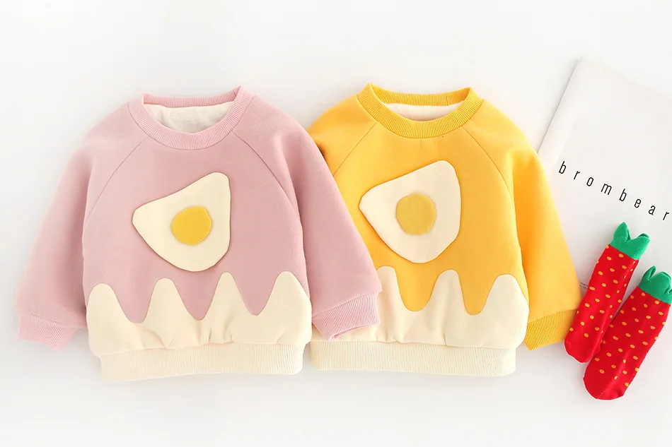 Baby plus velvet sweater autumn and winter new men and women baby foreign gas thick cotton coat pouch egg winter clothing