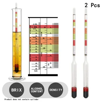 

2pcs Triple Scale Hydrometer Self Brewed Wine Sugar Meter for Home Making Beer 3 Scale Tester Alcohol Measuring Testing