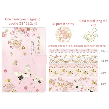 

1set Journal Notebook DIY Portable Weekly Plan Write Diary Stationery With Paper Stickers Travel Chinese Style Magnetic Buckle