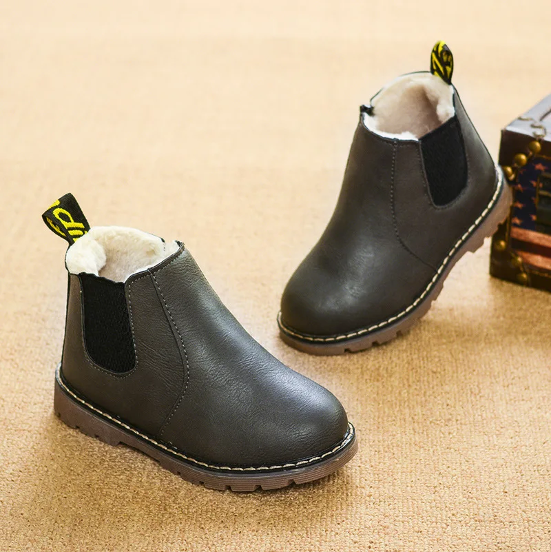 Botas cortas para la lluvia para niño y niña, zapatos grandes, botas cortas de cuero inglés