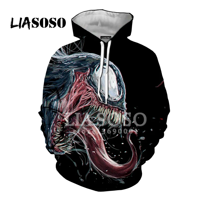 LIASOSO 3D с принтом супергероя Venom бойни с капюшоном толстовка с капюшоном Dragon Ball Harajuku топы в стиле хип-хоп Уличная X2616