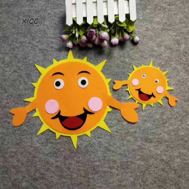 XICC Smile Face Sun Clound Children Room DIY Wall Stickers Felt Non-woven Moon Craft Kids Kindergarten School Handwork Doll Gift
