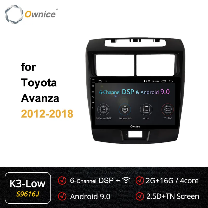S9616 K3 LOW Ownice 4 Гб+ 64 ГБ Android 9,0 4G DSP 360 Panorama оптическое автомобильное радио k3 k5 k6 для Toyota avanza 2010- gps Navi - Цвет: S9616 K3 LOW