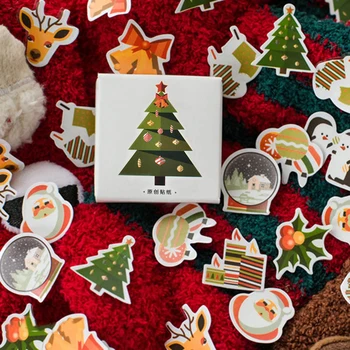 

50pcs/box Christmas Trees Stickers Kawaii Deer Stickers Adhesive Cute Stickers Decor Scrapbooking Diary Albums Cute Papeterie