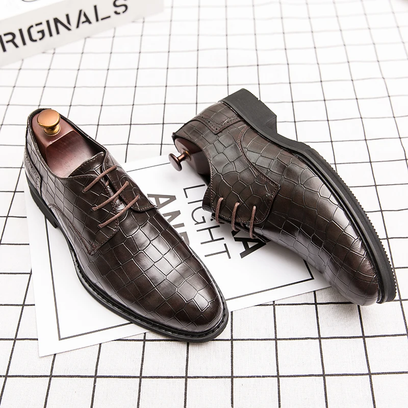 Men Dress Shoes Wedding Oxford Shoes Lace-Up high quality business Casual Shoes Mens Formal Shoes Flats Party Office Shoes 38-47