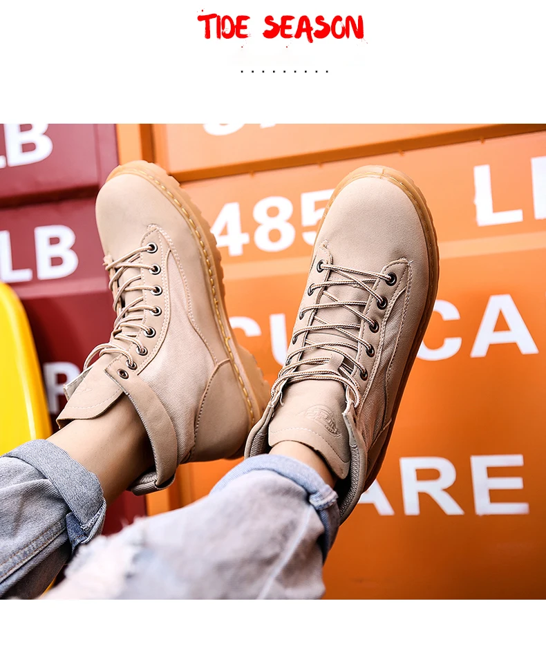 Men anti-slip breathable ankle boots waterproof high street fashion doc martens boots black grey brown lace up round-toe motorcycle boots soft comfortable work shoes safety (5)