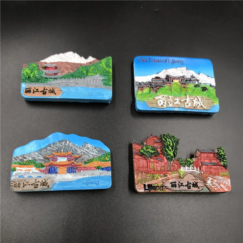 

3d Fridge Magnets China Yunnan Lijiang Ancient City Refrigerator Stickers Resin Tourism Souvenir Magnetic Fridge Stickers Decor